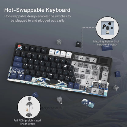 S-K80 Hot-Swap Mechanical Gaming Keyboard – 75% Custom RGB Layout