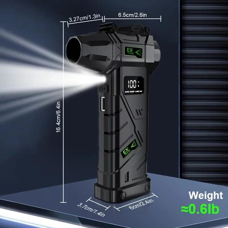 1000000RPM Brushless Turbo Air Blower – 380G High-Pressure Jet Fan with LED Light