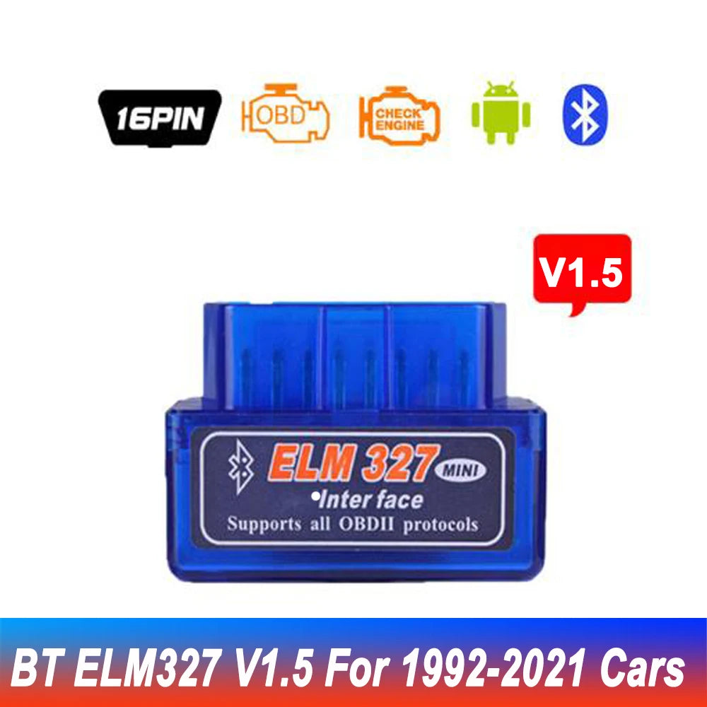 Bluetooth ELM327 OBD2 Scanner V1.5 V2.1 Car Diagnostic Tool – Check Engine Code Reader for Vehicle Diagnostics