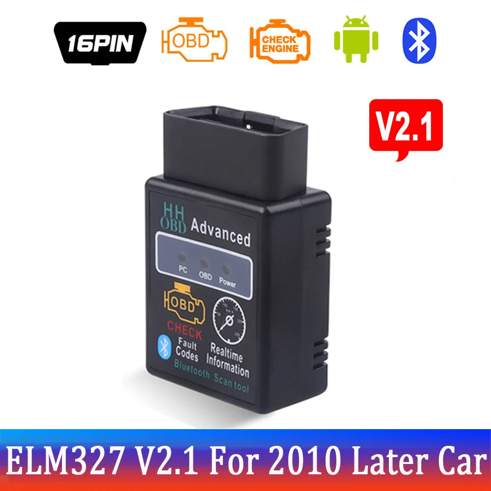 Bluetooth ELM327 OBD2 Scanner V1.5 V2.1 Car Diagnostic Tool – Check Engine Code Reader for Vehicle Diagnostics
