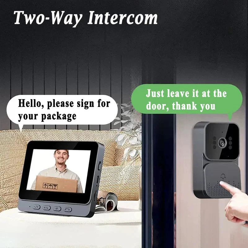 Smart WiFi Video Doorbell with 4.3-Inch HD Screen & Night Vision