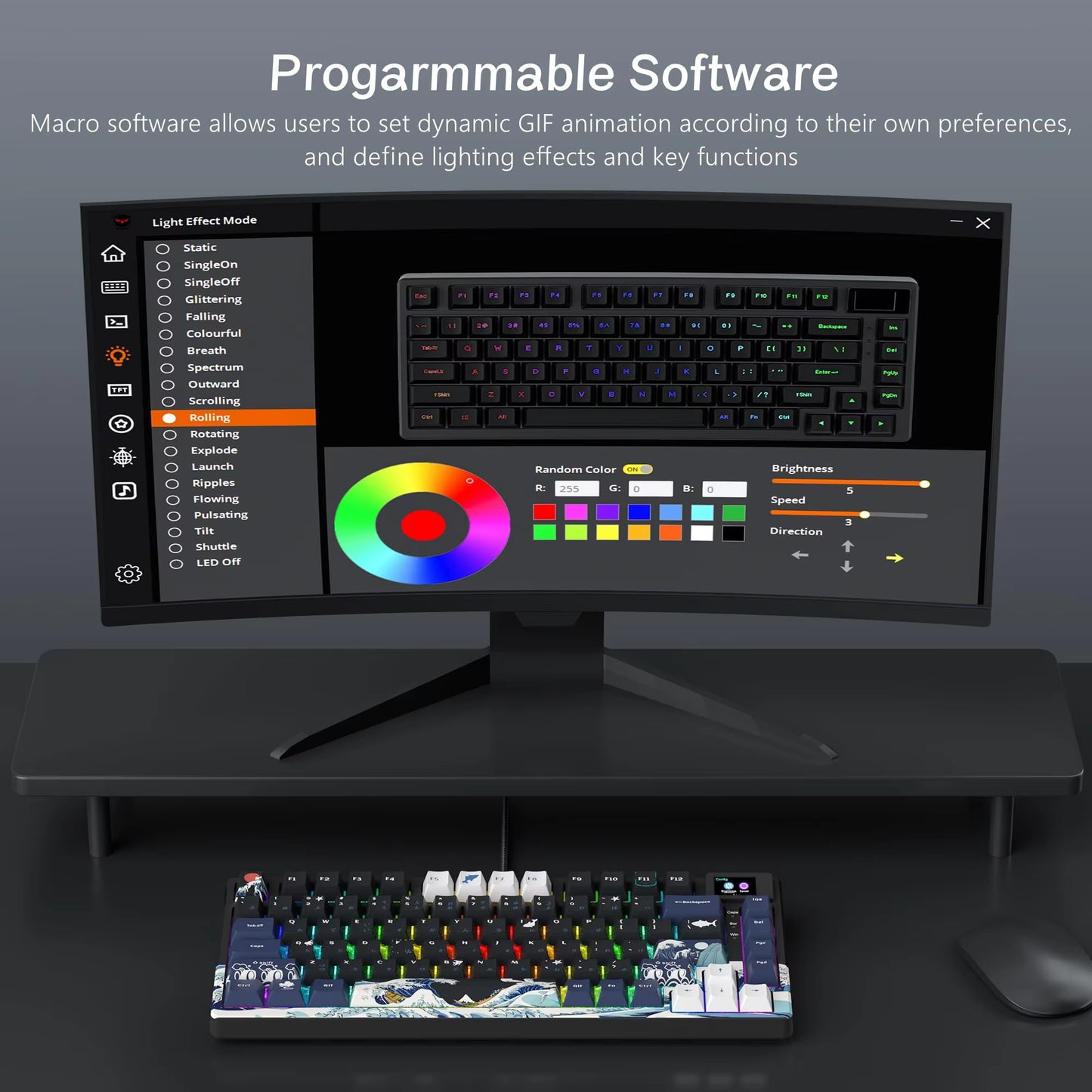 S-K80 Hot-Swap Mechanical Gaming Keyboard – 75% Custom RGB Layout