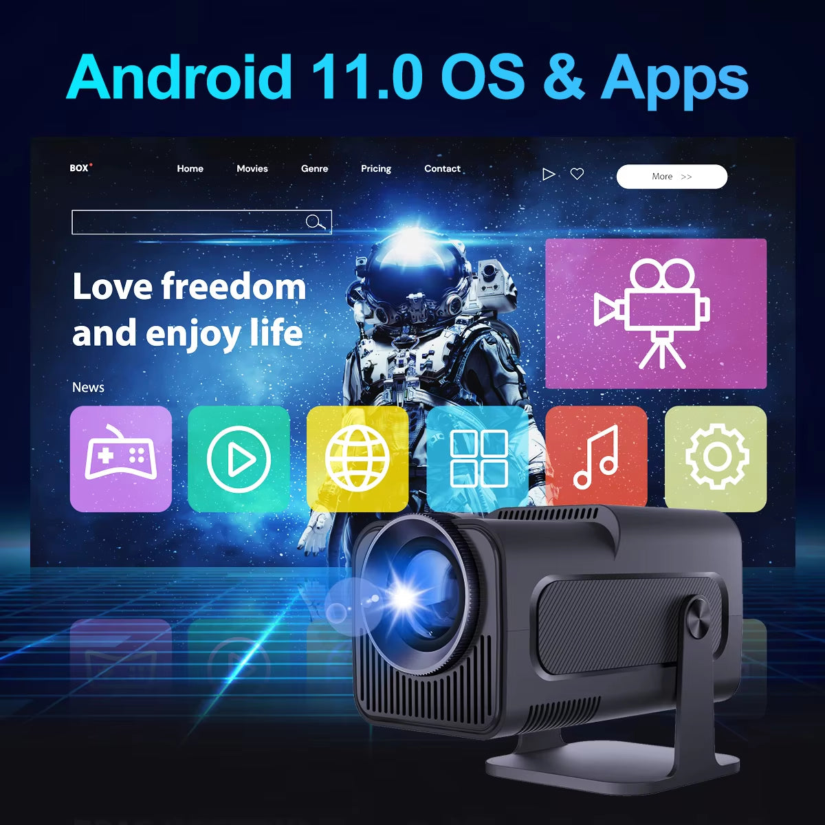 Native 1080P WiFi 6 Smart Projector with Bluetooth 5.0 – 150" Home Theater & Outdoor Cinema 🚀