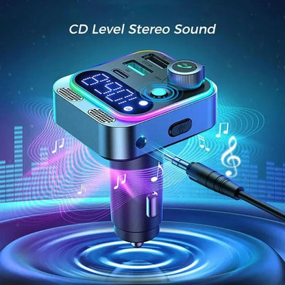 Bluetooth 5.3 Car FM Transmitter – 250W Fast Charging Adapter with 4 USB Ports & Type-C PD