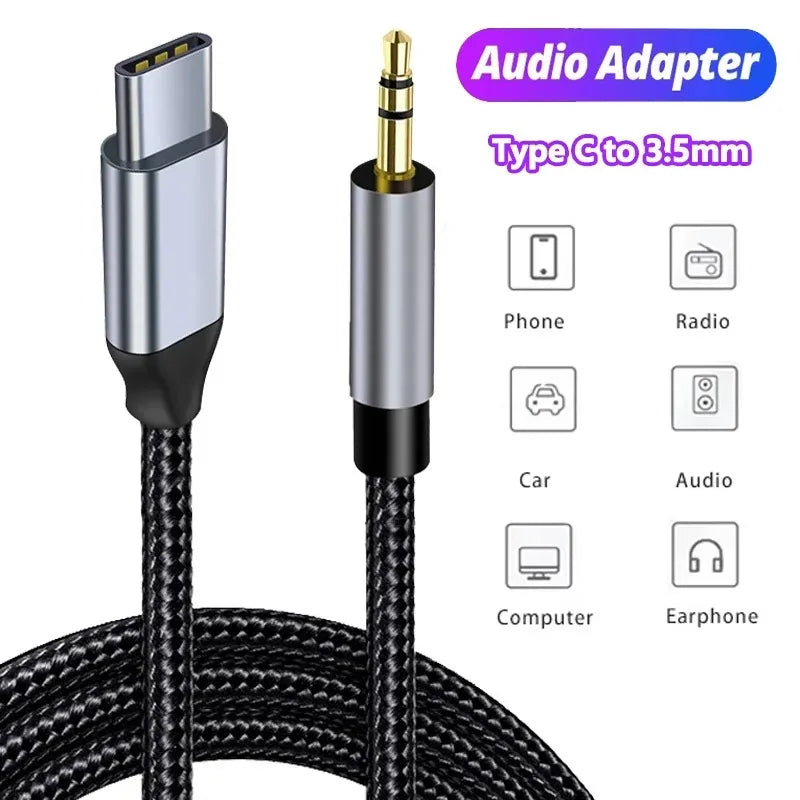 USB-C to 3.5mm AUX Audio Cable – Premium Headphone & Car Speaker Adapter