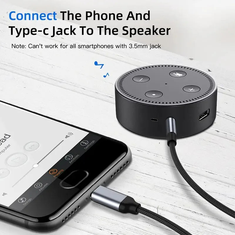 USB-C to 3.5mm AUX Audio Cable – Premium Headphone & Car Speaker Adapter