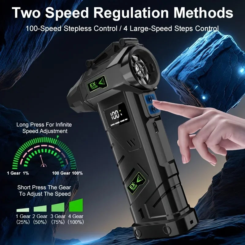 1000000RPM Brushless Turbo Air Blower – 380G High-Pressure Jet Fan with LED Light